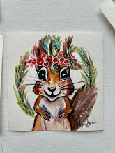 Load image into Gallery viewer, Christmas Squirrel 4x4 Painted Framed Ornament