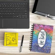 Load image into Gallery viewer, Be_Kind_Notebook_Journal_Black_SB_Lifestyle_Mockup.png