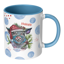 Load image into Gallery viewer, Blue_Santa_Pig_Watercolor_Art_on_a_Blue__Blue_Accent_RH_Main_Mockup.png