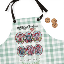 Load image into Gallery viewer, pig art pig lover pig rescue kindness merry christmas and piggie goodwill santa hat pigs watercolor art on pig kitchen apron allie for the soul