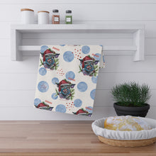 Load image into Gallery viewer, Santa Blue Pig Tea Towel Ho Ho Ho