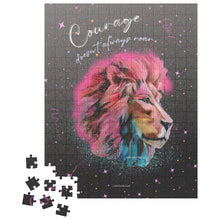 Load image into Gallery viewer, Courage doesn't always roar lion art painting colorful safari inspirational puzzle 252 pc