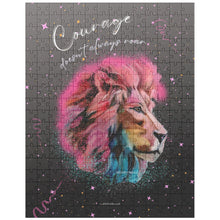 Load image into Gallery viewer, Courage doesn't always roar lion art painting colorful safari inspirational puzzle 252 pc