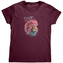 Load image into Gallery viewer, Courage doesn't always roar lion art painting colorful safari inspirational t-shirt womens top shirt