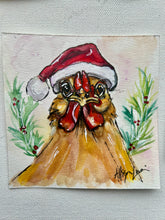 Load image into Gallery viewer, Christmas Chicken 4x4 Painted Framed Ornament