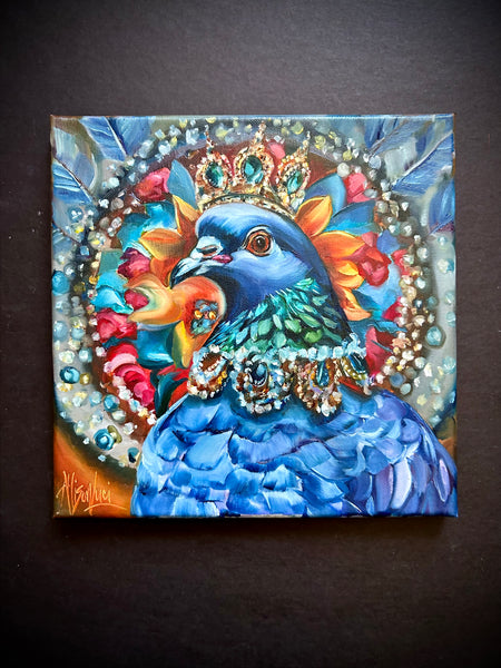 pigeon art pigeon painting with jewels royalty pigeon rescue love bird dove art city birds allison luci art allie for the soul