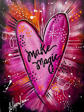 Load image into Gallery viewer, Make Magic Magenta Heart 5x 7 Original Art