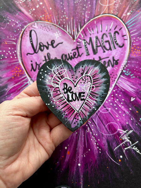 Be love Magenta and Pink Heart Magnet
