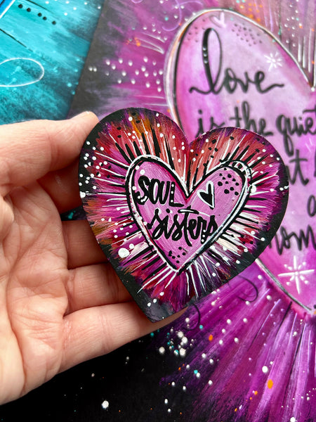 Soul Sisters Magenta and Pink Heart Magnet