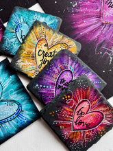 Load image into Gallery viewer, Be Love • Believe • Create Joy • Make Magic Original Art on Slate Coasters - Set of 4
