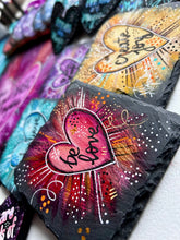 Load image into Gallery viewer, Be Love • Believe • Create Joy • Make Magic Original Art on Slate Coasters - Set of 4