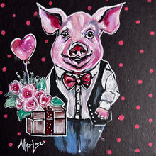 Load image into Gallery viewer, Pancake Pig in Love 6x6 Original Art