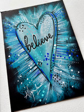 Load image into Gallery viewer, Believe Turquoise Heart 5x7 Original Art