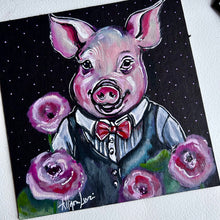 Load image into Gallery viewer, Norman Piggie in Love 6x6 Original Art