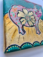 Load image into Gallery viewer, Summer Collection Gypsy Spirit 5 x 5 Magenta and Gold Flowers Original Painting