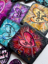 Load image into Gallery viewer, Be Love • Believe • Create Joy • Make Magic Original Art on Slate Coasters - Set of 4