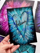Load image into Gallery viewer, Believe Turquoise Heart 5x7 Original Art