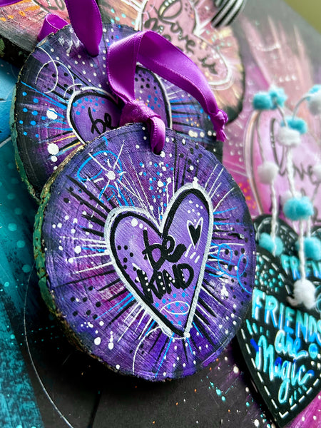 Be Kind Purple Violet Heart Ornament