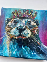 Load image into Gallery viewer, Happy Squeaks Otter Art Original Oil Painting 5” x 5”
