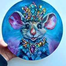 Load image into Gallery viewer, Gemma, Strength in Every Sparkle Mouse Original Oil Painting 8” round