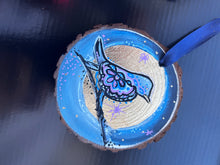 Load image into Gallery viewer, Bird Wish Upon a Moon Tree Slice Ornament