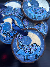 Load image into Gallery viewer, Pig Wish Upon a Moon Tree Slice Ornament