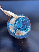 Load image into Gallery viewer, Crow Wish Upon a Moon Tree Slice Ornament
