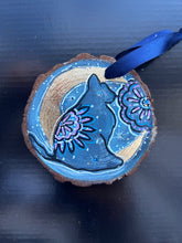 Load image into Gallery viewer, Big Cat Wish Upon a Moon Tree Slice Ornament