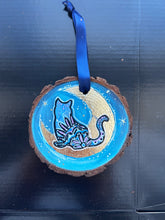 Load image into Gallery viewer, Cat Wish Upon a Moon Tree Slice Ornament