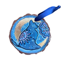 Load image into Gallery viewer, Big Cat Wish Upon a Moon Tree Slice Ornament
