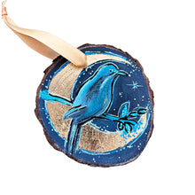 Load image into Gallery viewer, Crow Wish Upon a Moon Tree Slice Ornament
