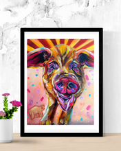 Load image into Gallery viewer, Rae Rescued Pig Prints from Original Oil Painting - Multiple Sizes - Paper or Canvas