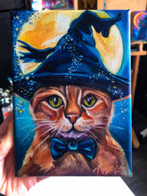 Load image into Gallery viewer, Witchy Kitties Collection - 5" x 7" Cat Art Giclee Paper Print "The Adorable Sorcerer"