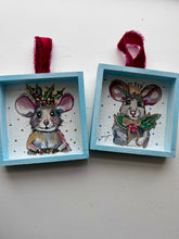 Load image into Gallery viewer, Christmas MOUSE Ornament / Holiday Decor Hand Painted - free shipping