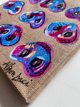 Load image into Gallery viewer, KEY TO MY HEART PIG Snouts Purples and blues 12" x 12" FREE SHIPPING