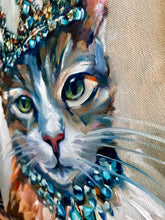 Load image into Gallery viewer, Luck be a Lady Whiskertons Royal Cat Original Oil Painting - Jewel Collection - 12 x 12