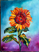 Load image into Gallery viewer, Nothing Can Dim the Light That Shines from Within Sunflower Original Oil Painting 12" x 16"