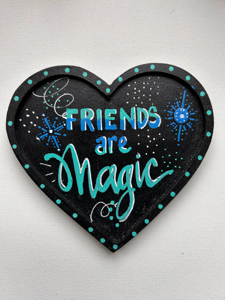 Friends are MAGIC Heart Wall Hanging Teals and Blues