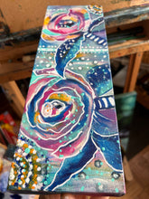 Load image into Gallery viewer, Flower and Stripes Whimsical Colorful Original Art 4” x 12”