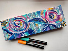 Load image into Gallery viewer, Flower and Stripes Whimsical Colorful Original Art 4” x 12”