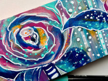 Load image into Gallery viewer, Flower and Stripes Whimsical Colorful Original Art 4” x 12”