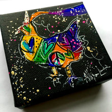 Load image into Gallery viewer, Unichick!  Chicken Unicorn Art (Black Background) 4&quot; x 4&quot; Original Painting - Rainbow Collection
