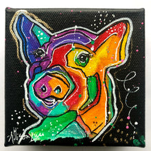 Load image into Gallery viewer, Stanley the Rainbow Pig Pop Art 4" x 4" Original Painting - Rainbow Collection
