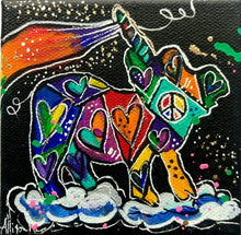 Load image into Gallery viewer, Rainbow Piggicorn (Black Background) 4" x 4" Original Painting - Rainbow Collection