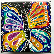 Load image into Gallery viewer, Rainbow Raindrops Butterfly 4&quot; x 4&quot; Original Painting - Rainbow Collection
