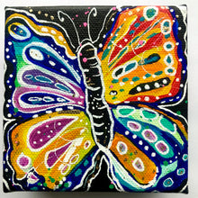 Load image into Gallery viewer, Rainbow Raindrops Butterfly 4" x 4" Original Painting - Rainbow Collection