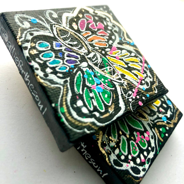 Butterfly Rainbow Art Magnet 2"x 2"  Original Painting - Rainbow Collection