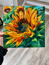 Load image into Gallery viewer, Pure Joy Sunflower Art Original Oil Painting Large 8" x 8"