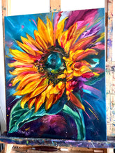 Load image into Gallery viewer, Bright Aura Sunflower Art Original Oil Painting Large 16” x 20”