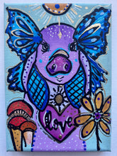 Load image into Gallery viewer, True Goddess - Whimsical Pig Art 5" x 7" with Gold Leaf